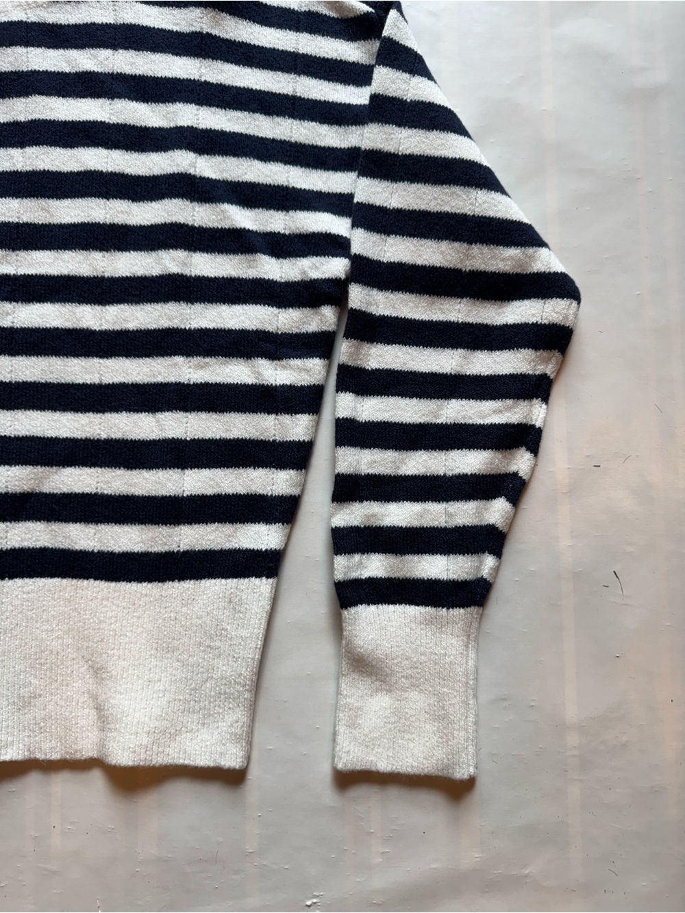 LOFT Black and White Striped Turtleneck Sweater image 2